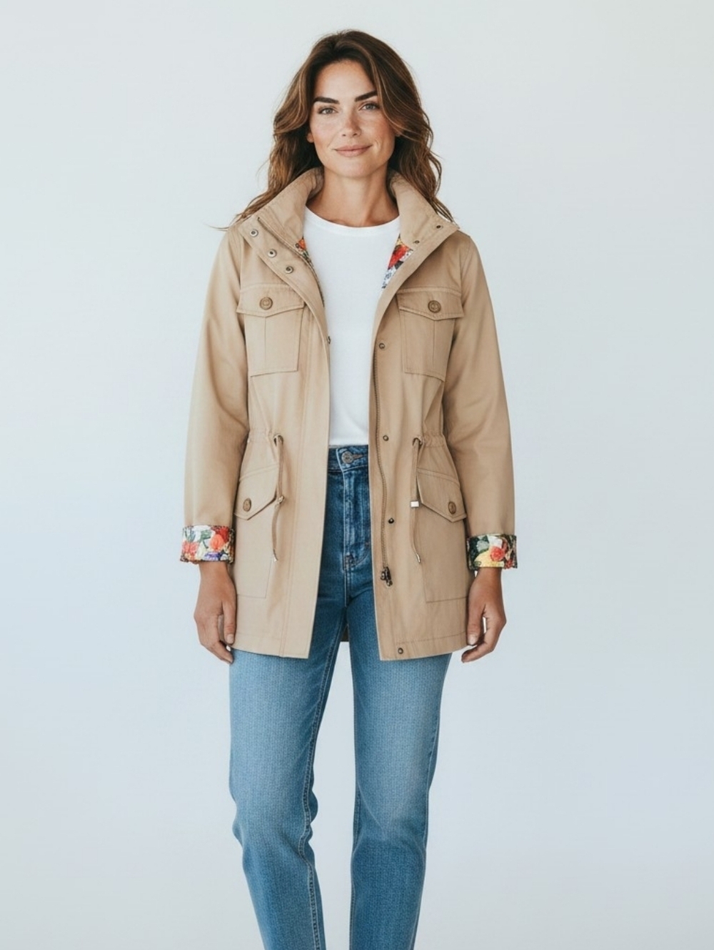 Dennis by Dennis Basso Floral Lined Utility Jacket Coat XXS